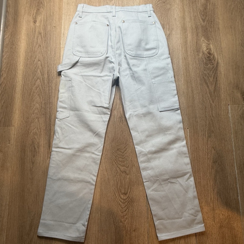 Renggli Boyfriend Fit High Rise Work Pant Light Blue Denim Cotton Size 26 - Picture 2 of 7